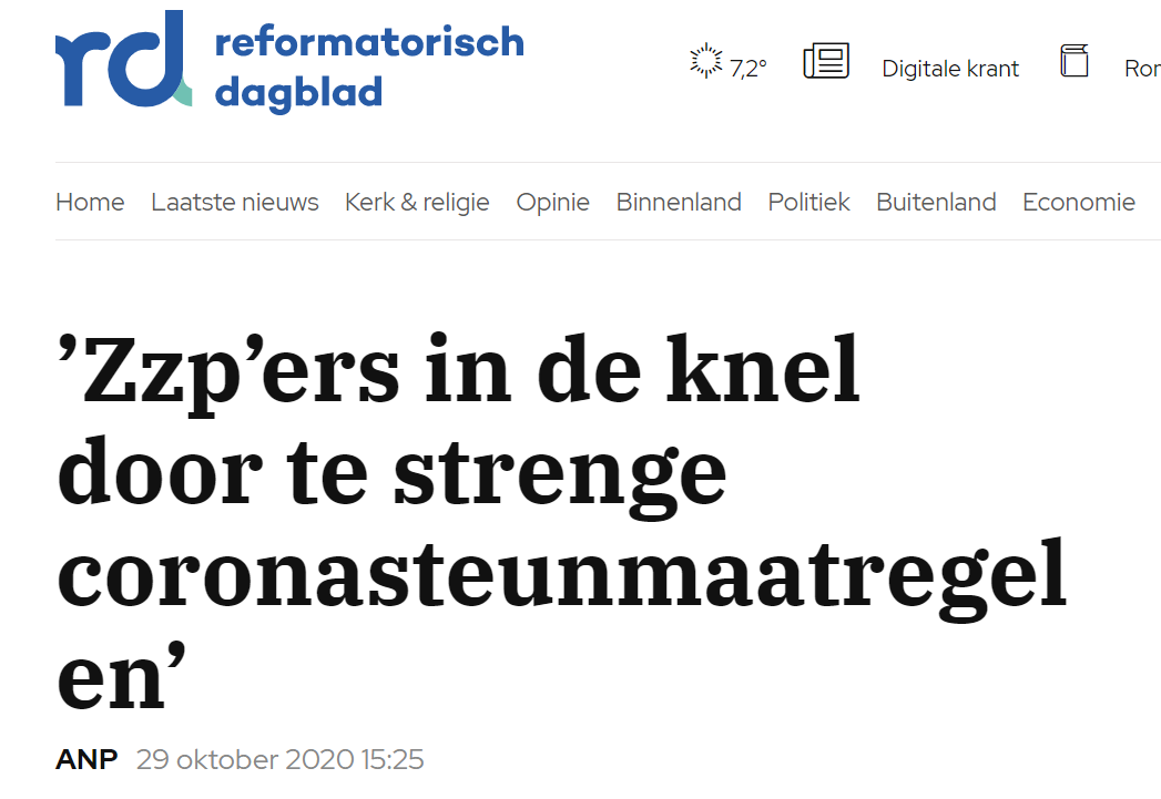 Zzp’ers: te strenge coronasteunmaatregelen. VZN in RD