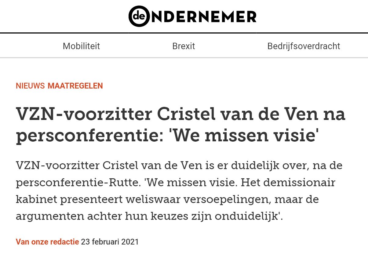 Wat is route naar herstel? VZN op DeOndernemer