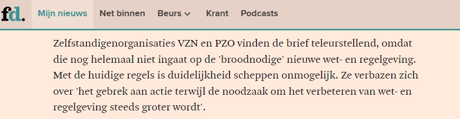 Handhaving aanpak schijnzelfstandigheid vanaf 2025. VZN in FD