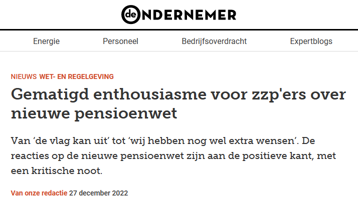 Beter een brede bedrijfsbuffer. VZN op DeOndernemer.nl
