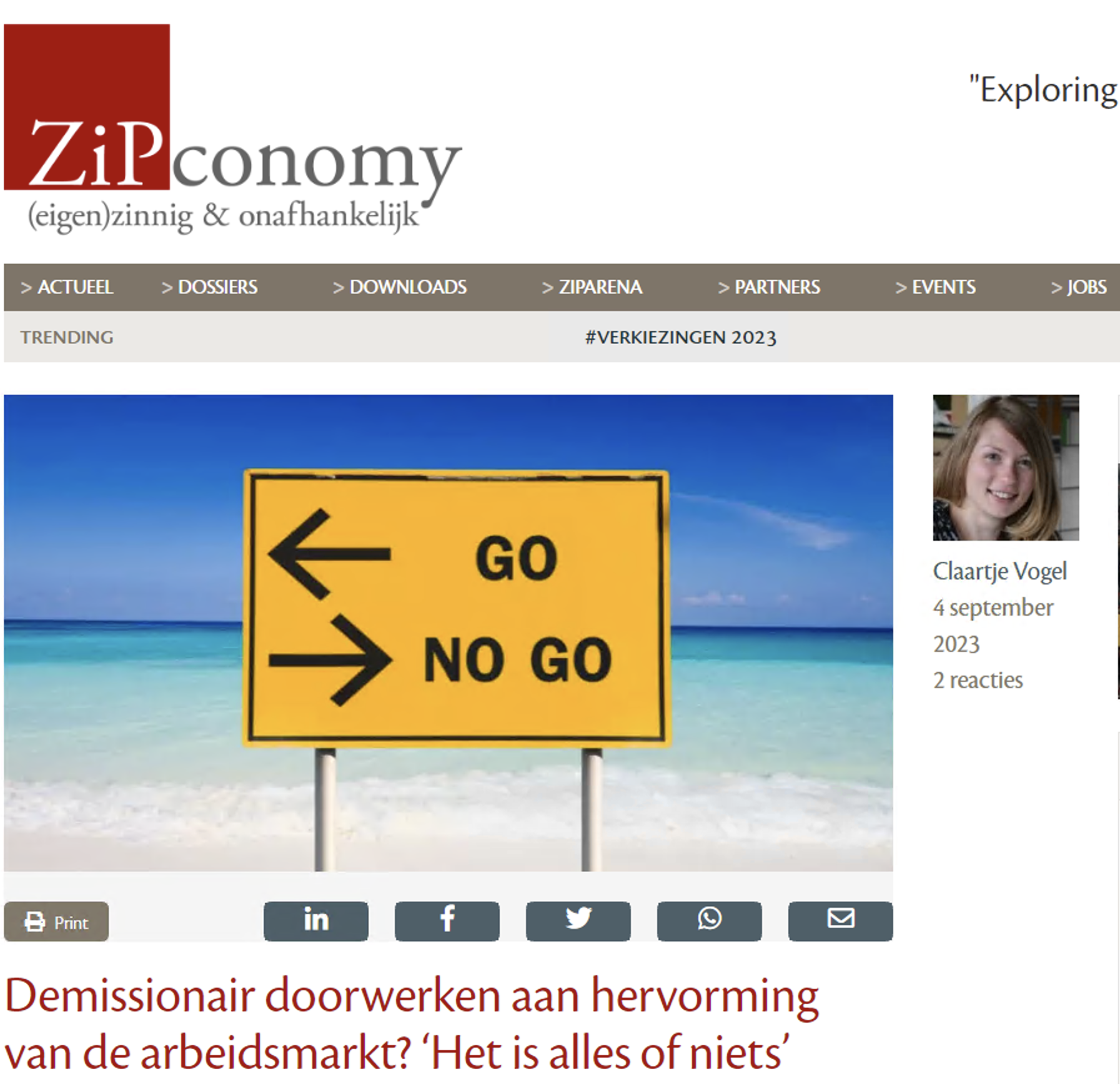 Demissionair doorwerken aan hervorming van de arbeidsmarkt? VZN op ZIPconomy